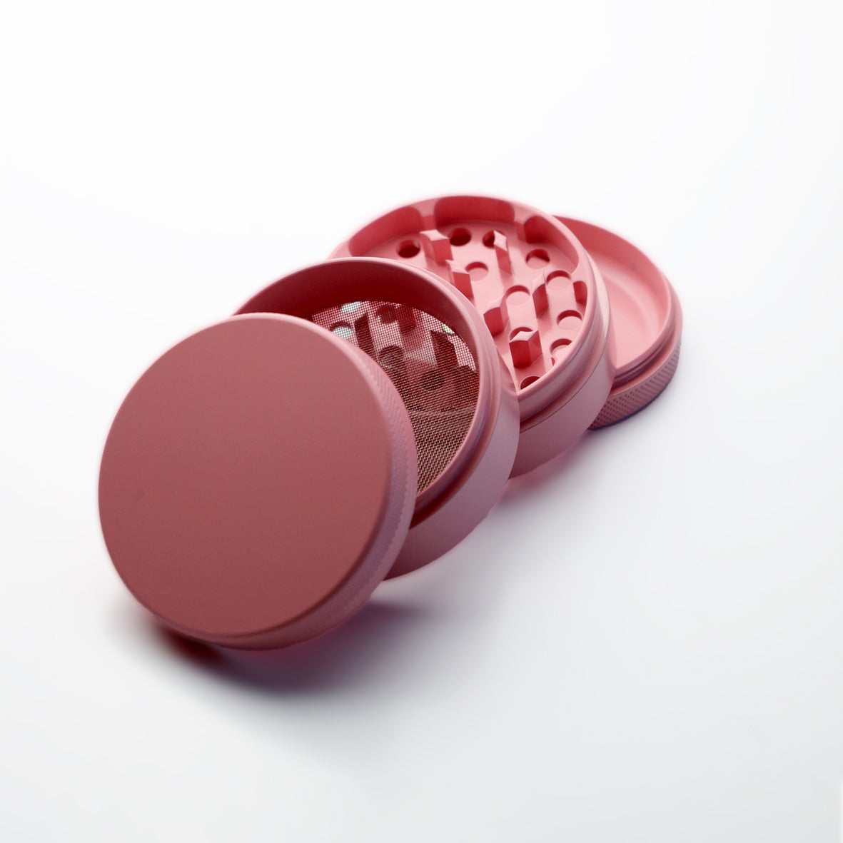 Offener Pink-Grinder mit langlebigem Keramik-Mahlwerk – ideal für Brokkoli-Fans, die auf sauberes, geschmacksneutrales Zerkleinern setzen.